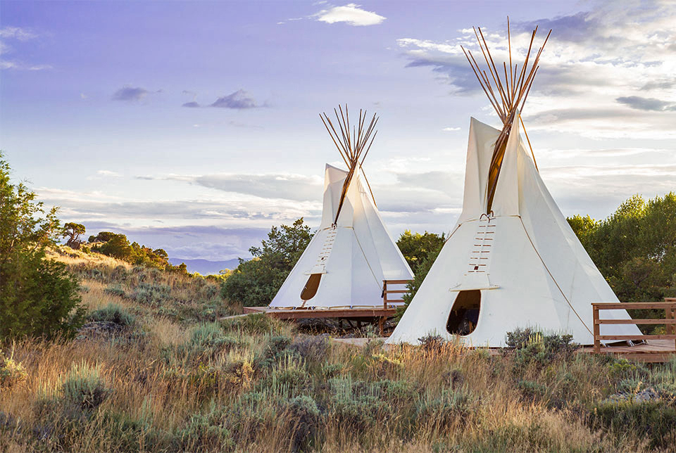 Earthworks Tipi pitched on open ground